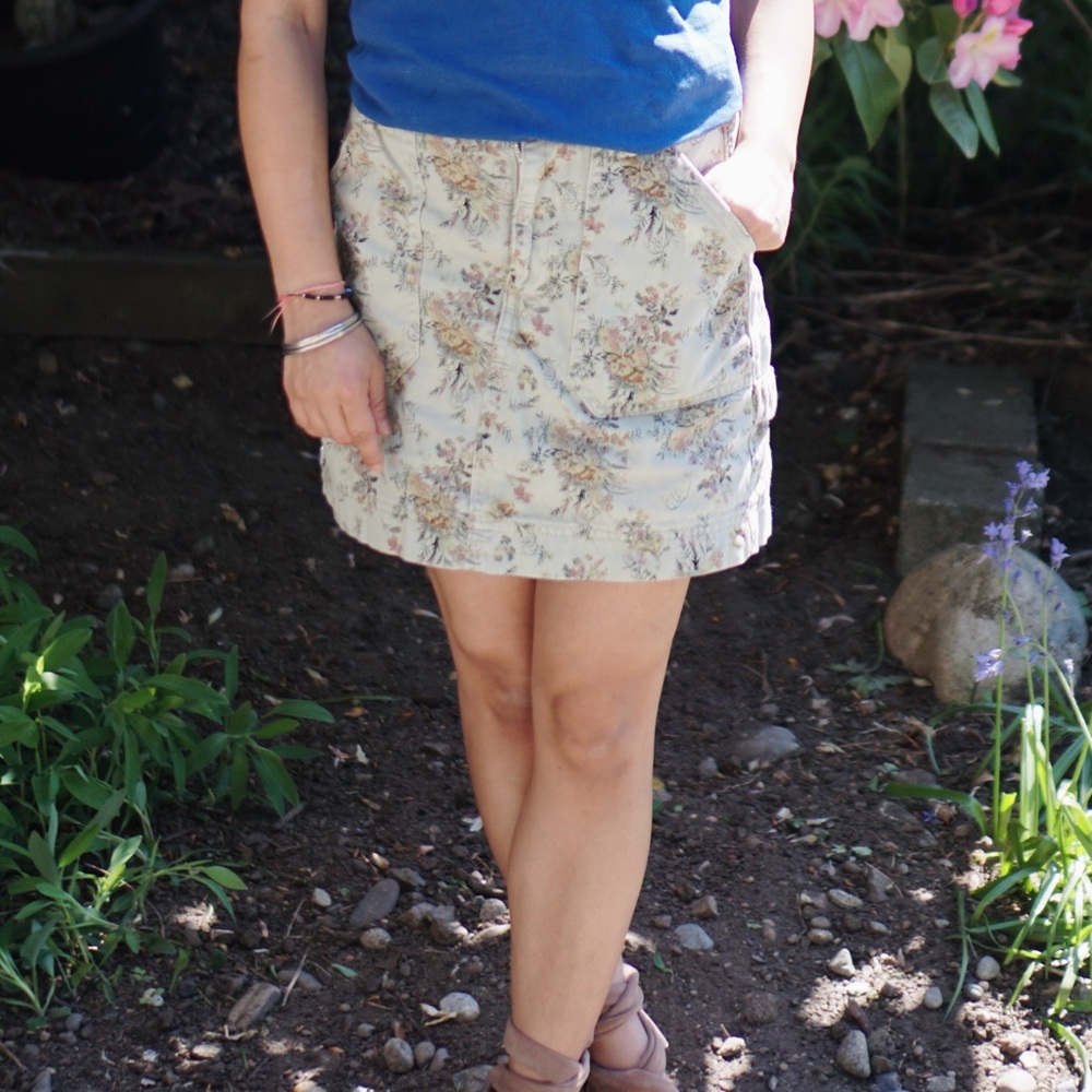 Nordstrom-Floral Denim Skirt